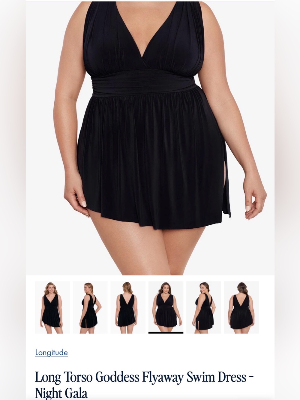 Longitude Long Torso Goddess Flyaway Swim Dress - Night Gala (Black)